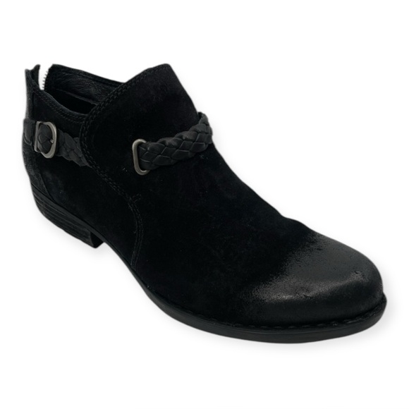 ~BORN Sylvia Women’s Black Leather Suede Ankle Boots NIB 10 - Picture 1 of 9